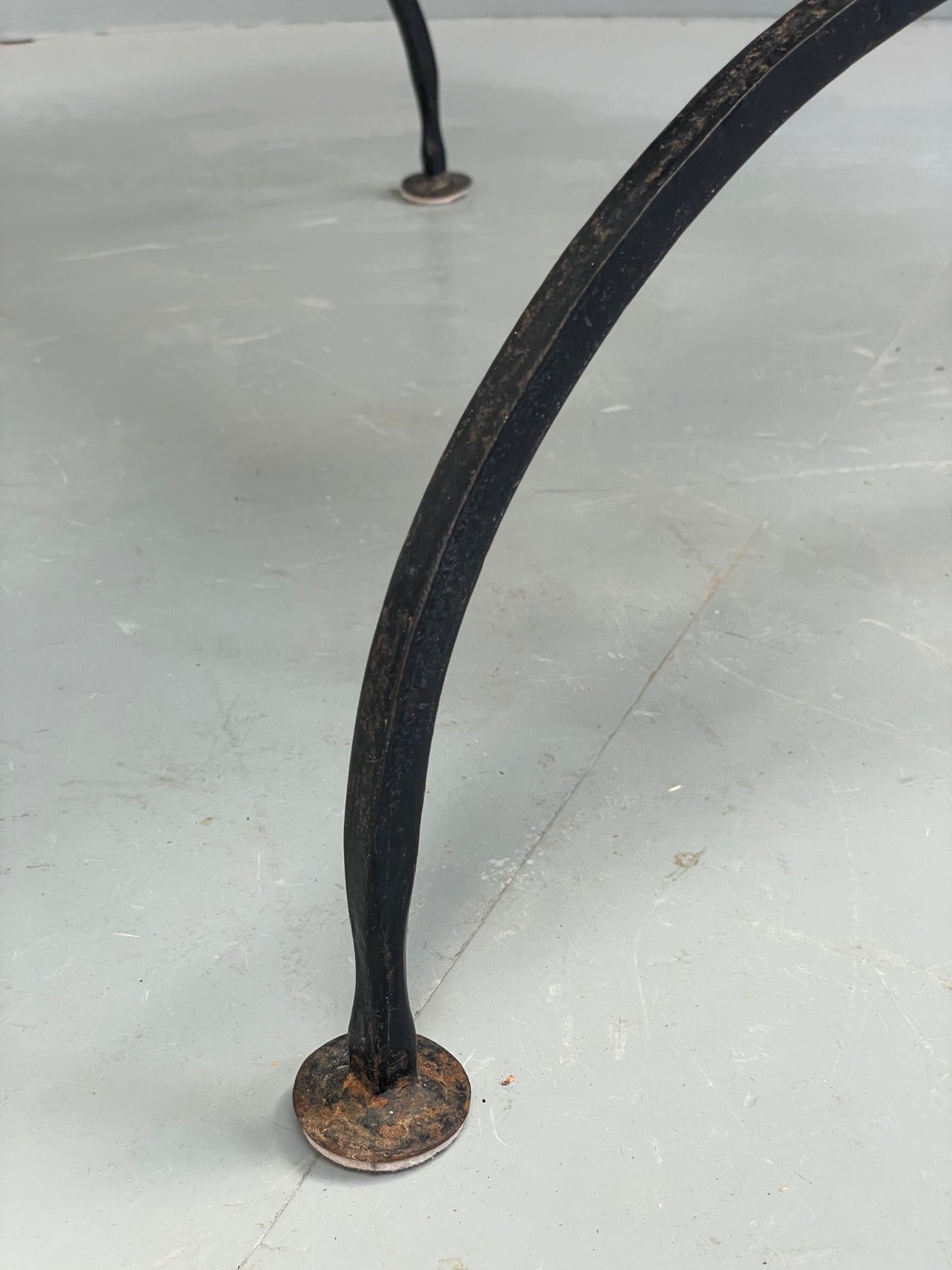 Vintage Wrought Iron Marble Side Tables Italian Breccia Pernice 1950s EB12301
