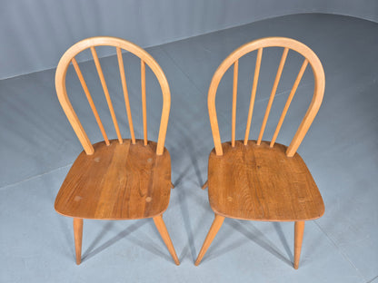 2 Ercol Windsor Chairs Elm and Beech 4 Stick Model 1960s Retro EB12269