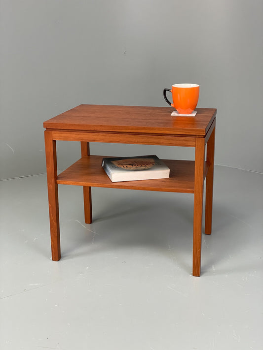Vintage Side Table Teak 1960s Danish Mid Century Retro Magazine Shelf EB12810