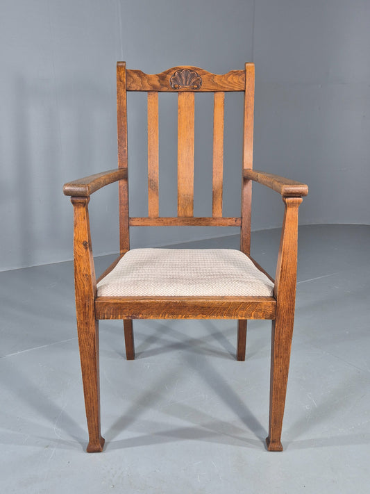Arts and Crafts Oak Elbow Chair 1900s Antique New Seat  EB12524