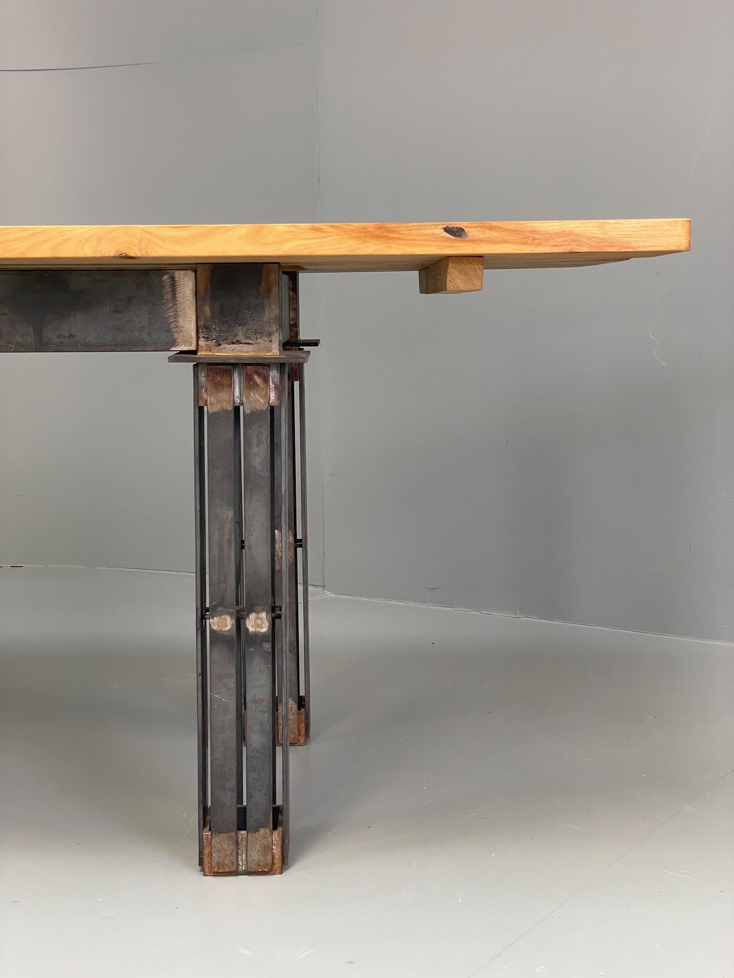 Handmade Dining Table Ash & Steel Frame Designed Tim Germain Slate EB12621