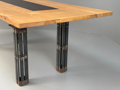 Handmade Dining Table Ash & Steel Frame Designed Tim Germain Slate EB12621