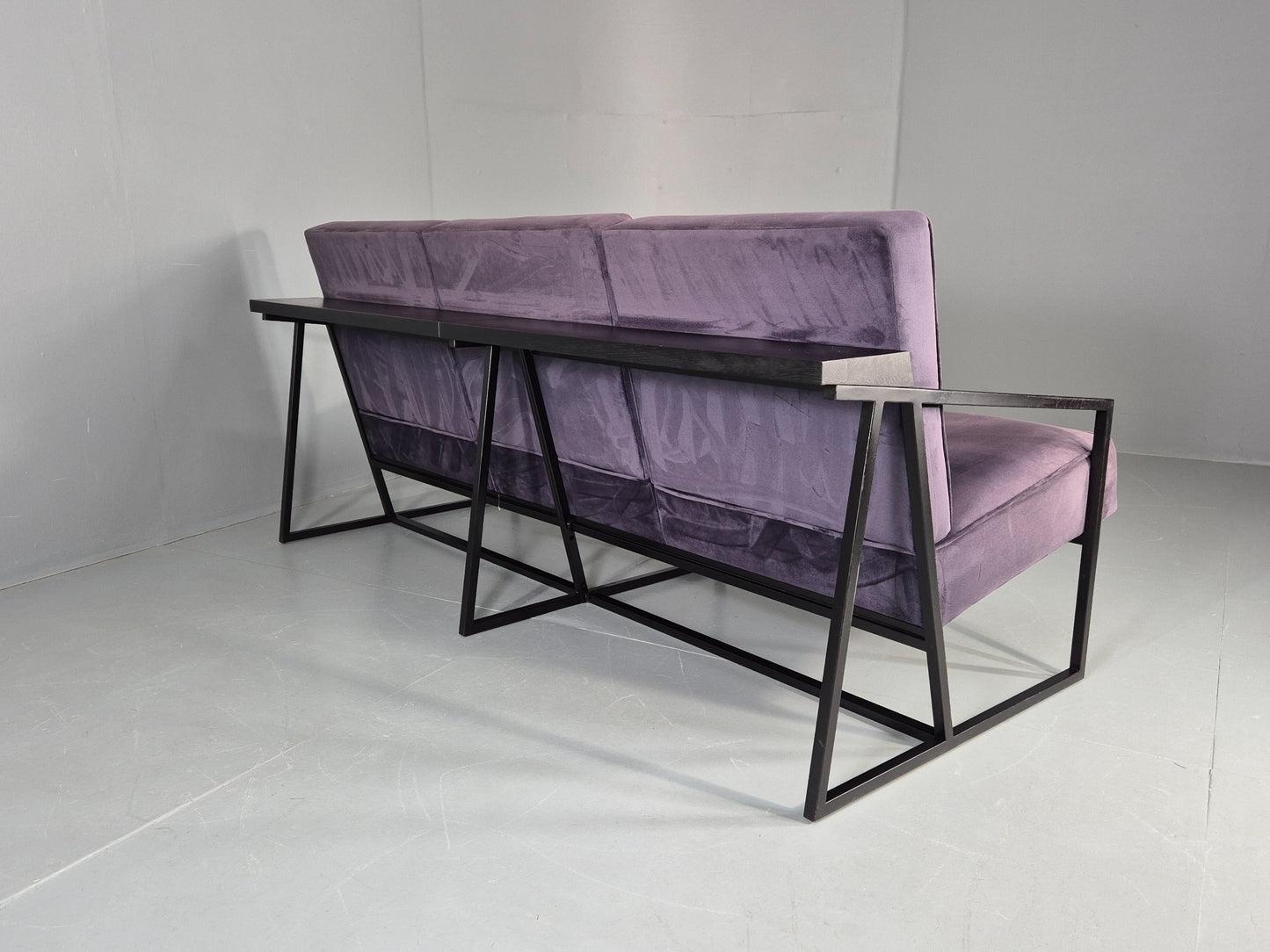 Vintage 3 Seater Sofa Modern Design Orange Box Lossit Purple Velvet  EB12806