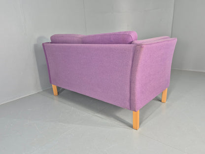 Vintage 2 seater Sofa Mids Century Danish in Purple Wool 1970s Retro EB12144