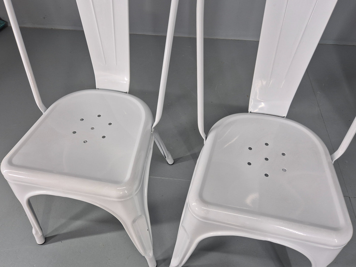 10 Off White Tolix Stlye Stacking Chair VG Condition Vintage Industrial EB12580