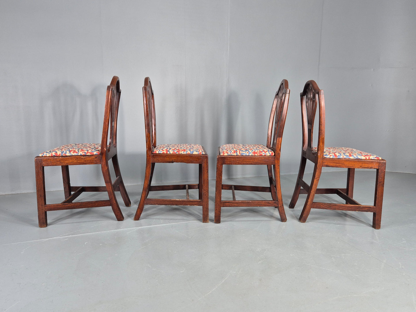 4 Antique Mahogany Dining Chairs Hepplewhite Style Georgian Hair Seat EB12583