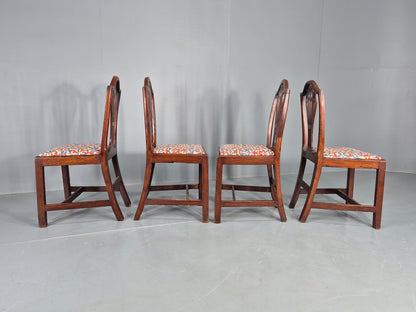 4 Antique Mahogany Dining Chairs Hepplewhite Style Georgian Hair Seat EB12583