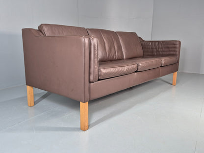 Vintage 3 Seater Sofa Mid Century Retro Brown Leather Mogensen  EB11637 M3SS