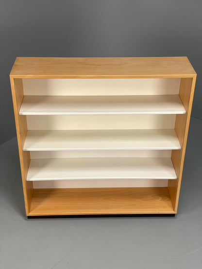Vintage 1980s Beech Bookcase White Vinyl Base Adjustable Shelving Retro EB13170