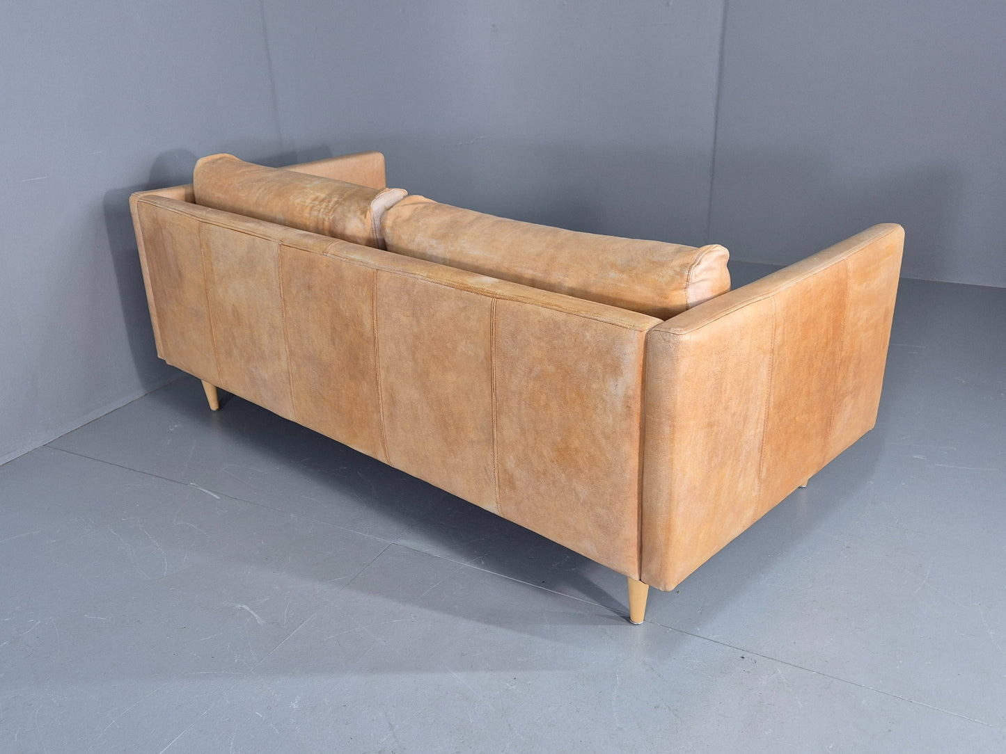 Vintage 2.5 Seater Sofa Danish Style Modern Design Tan Leather EB12482