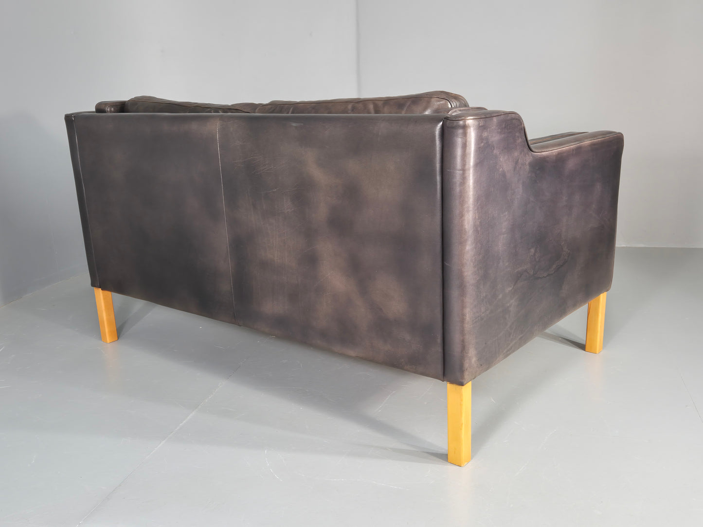 Vintage 2 Seater Sofa Mid Century Danish Leather Retro 1980s EB12227