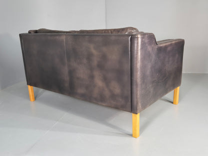 Vintage 2 Seater Sofa Mid Century Danish Leather Retro 1980s EB12227