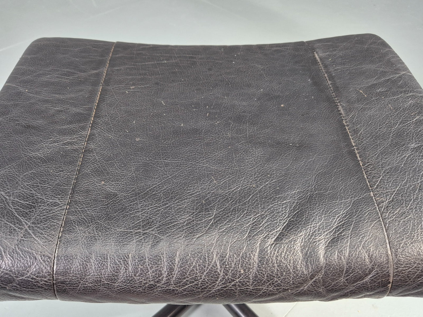 Vintage Danish Swivel Footstool Black leather 1980s Retro MCM  EB12567