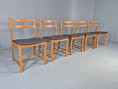 5 Vintage Kjaernulf Style Dining Chairs Oak Frame New Seats 1970s Retro EB12141
