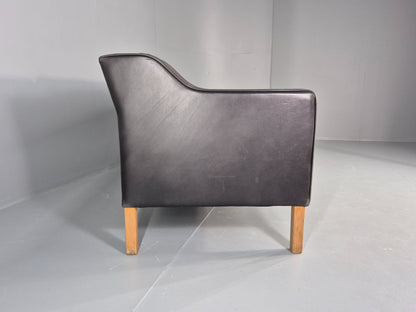 Vintage 3 Seat Sofa Danish 1970s Retro Black Leather Mid Century Modern EB12425