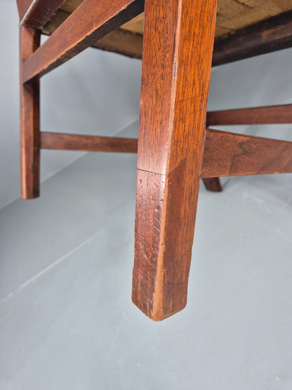 Antique Georgian Elbow Chair Mahogany Frame Leather Seat Splat Back EB11933
