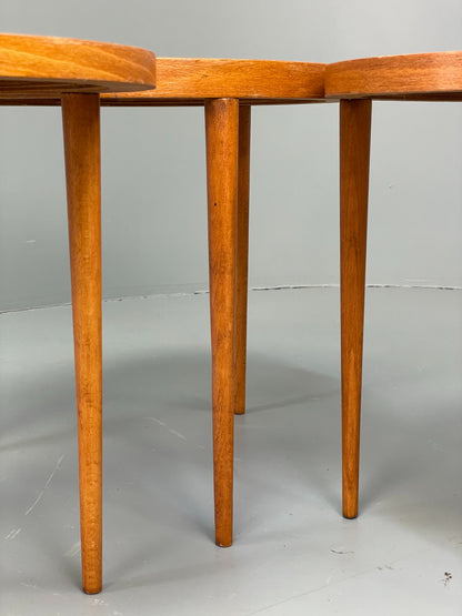 Vintage Circular Nesting Tables Set of Three Retro Mid Century Beech EB12875