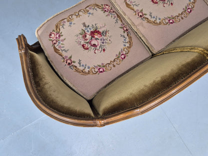 Vintage Danish 1950s 3 Seat Sofa with French Rococo Stylings Retro EB12767