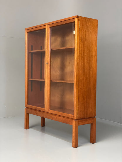 Vintage Bookcase Enham Military Glass Doors 1960s Midcentury Mahogany EB12609