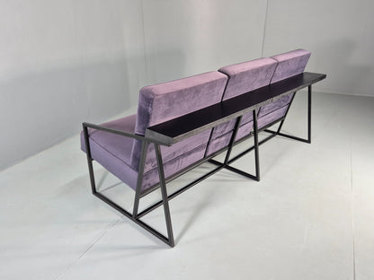 Vintage 3 Seater Sofa Modern Design Orange Box Lossit Purple Velvet EB12807