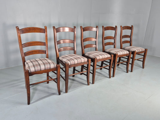 5 Ladderback Dining Chairs Traditional styled Modern Edition Tartan Cloth 11173