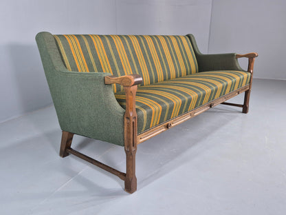 Vintage 3 seater Sofa Danish Design Green Wool Cloth 1970s Retro EB12758