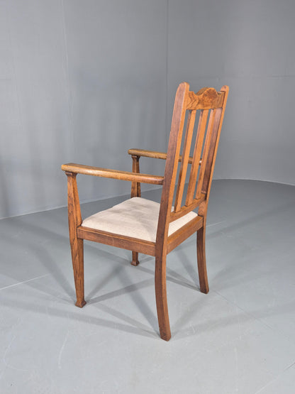 Arts and Crafts Oak Elbow Chair 1900s Antique New Seat  EB12524