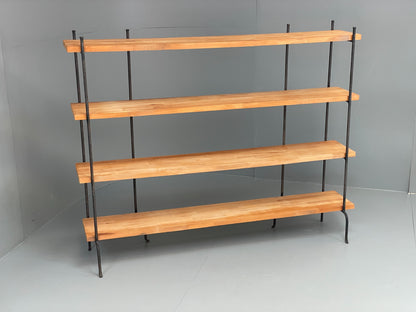 Vintage Open Shelving Unit Steel Acacia No Screws Freestanding EB12623