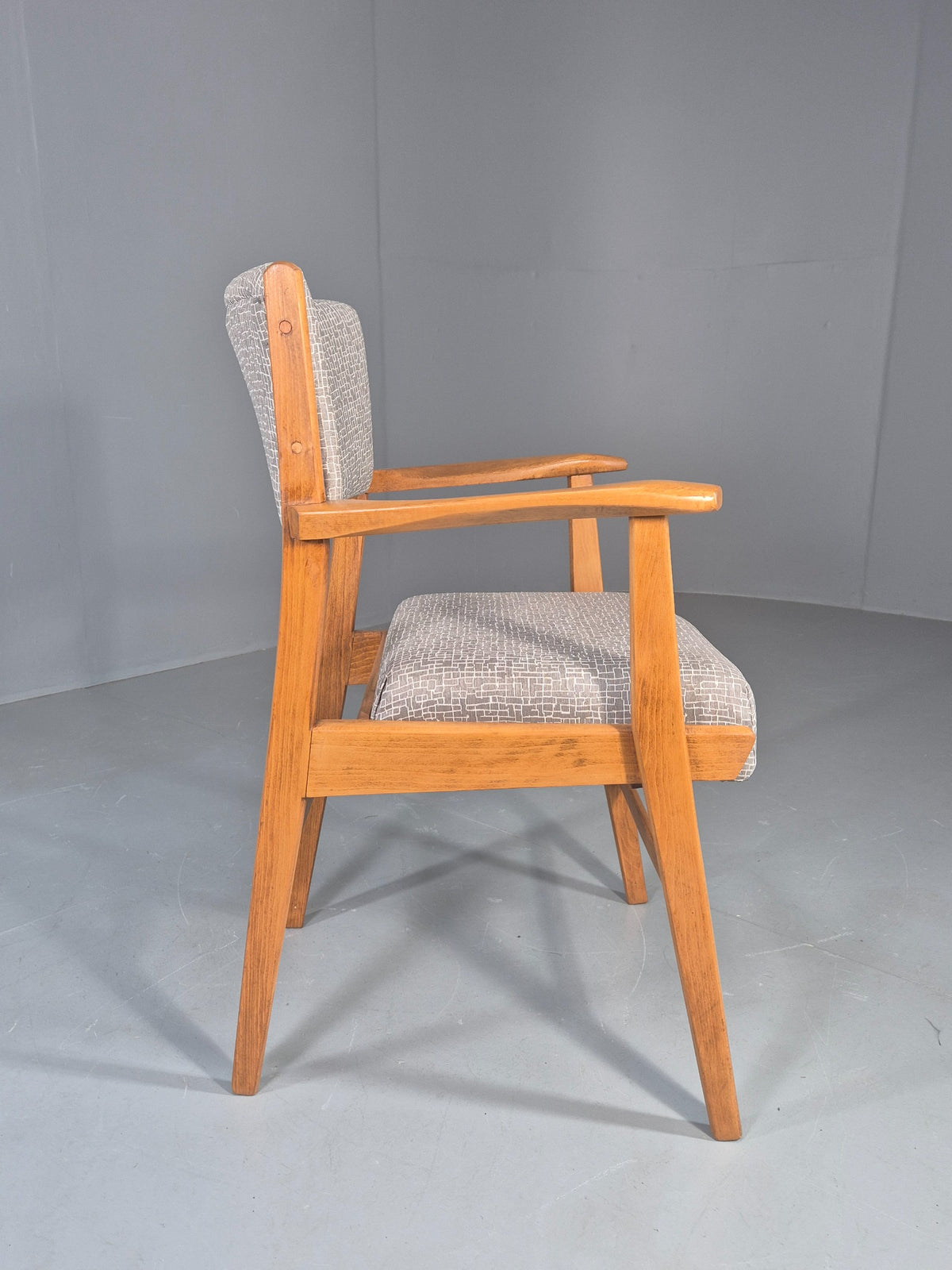 Vintage Mid Century Elbow Chair with New Upholstery 1950s Retro EB12983