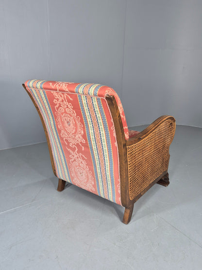 Vintage Danish Arm Chair Bergere Sides Carved Beech Frame 1920s EB12675