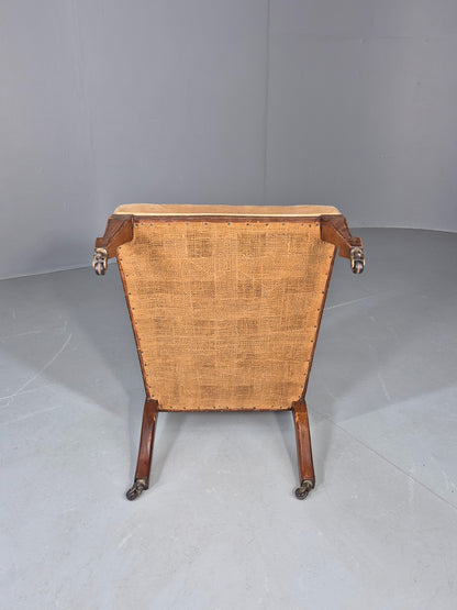 Vintage Arts and Crafts Low Chair Antique 1900s Oak Frame Eb12586