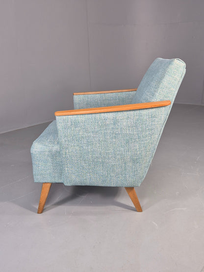 Mid Century Style Lounge Chair Newly Upholstered in Blue Retro EB9981