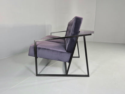 Vintage 3 Seater Sofa Modern Design Orange Box Lossit Purple Velvet  EB12806