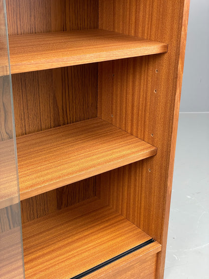 Vintage 1960s Glazed Bookcase Teak Mid Century Modern Shelving Cabinet EB12214