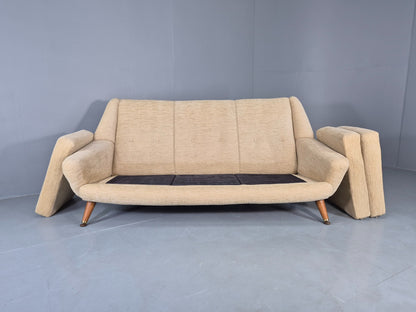 Vintage Mid Century 3 Seat Sofa 1950s Design British Cream Upholstery EB13057