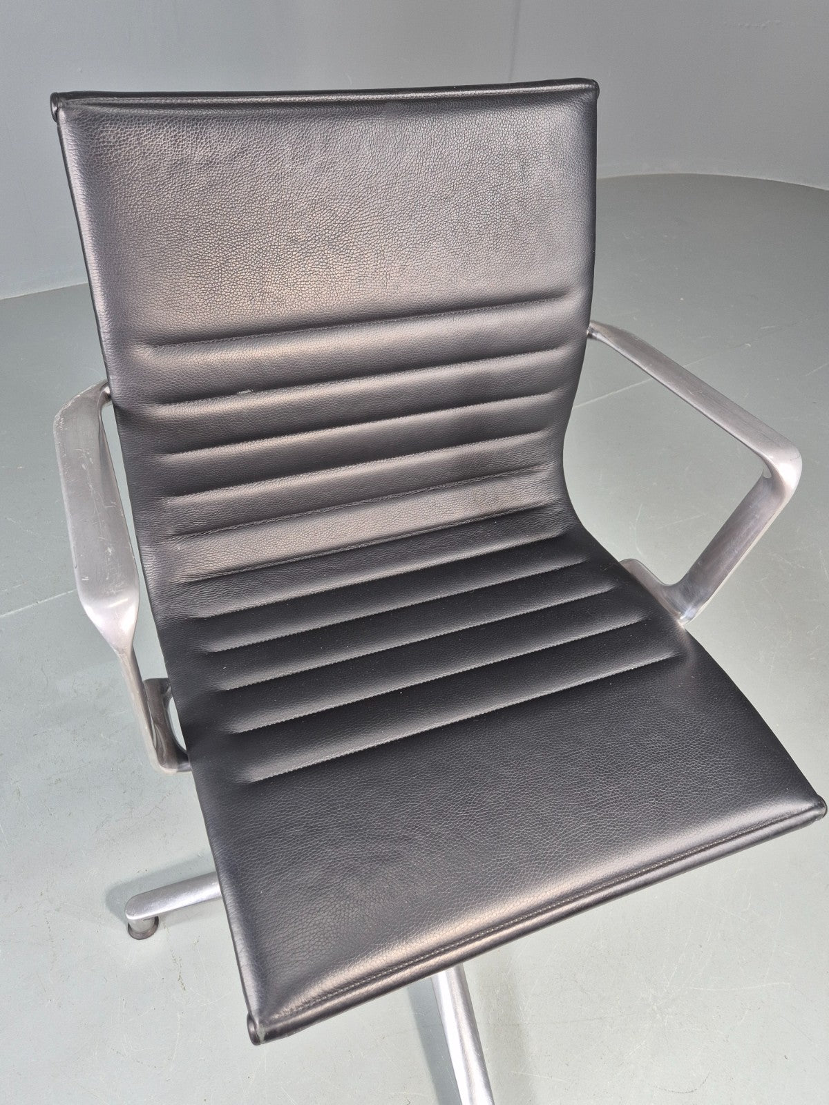 Vintage ICF Eames Style Office Chair Leather and Aluminium EB12243