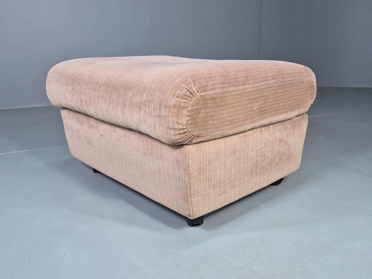 Vintage Footstool 1980s Retro Biege Dralon EB12559