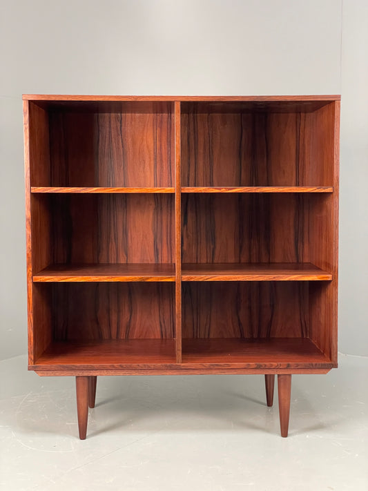 Vintage 1970s Darkwood Bookcase Shelving Mid Century Record Storage EB12357