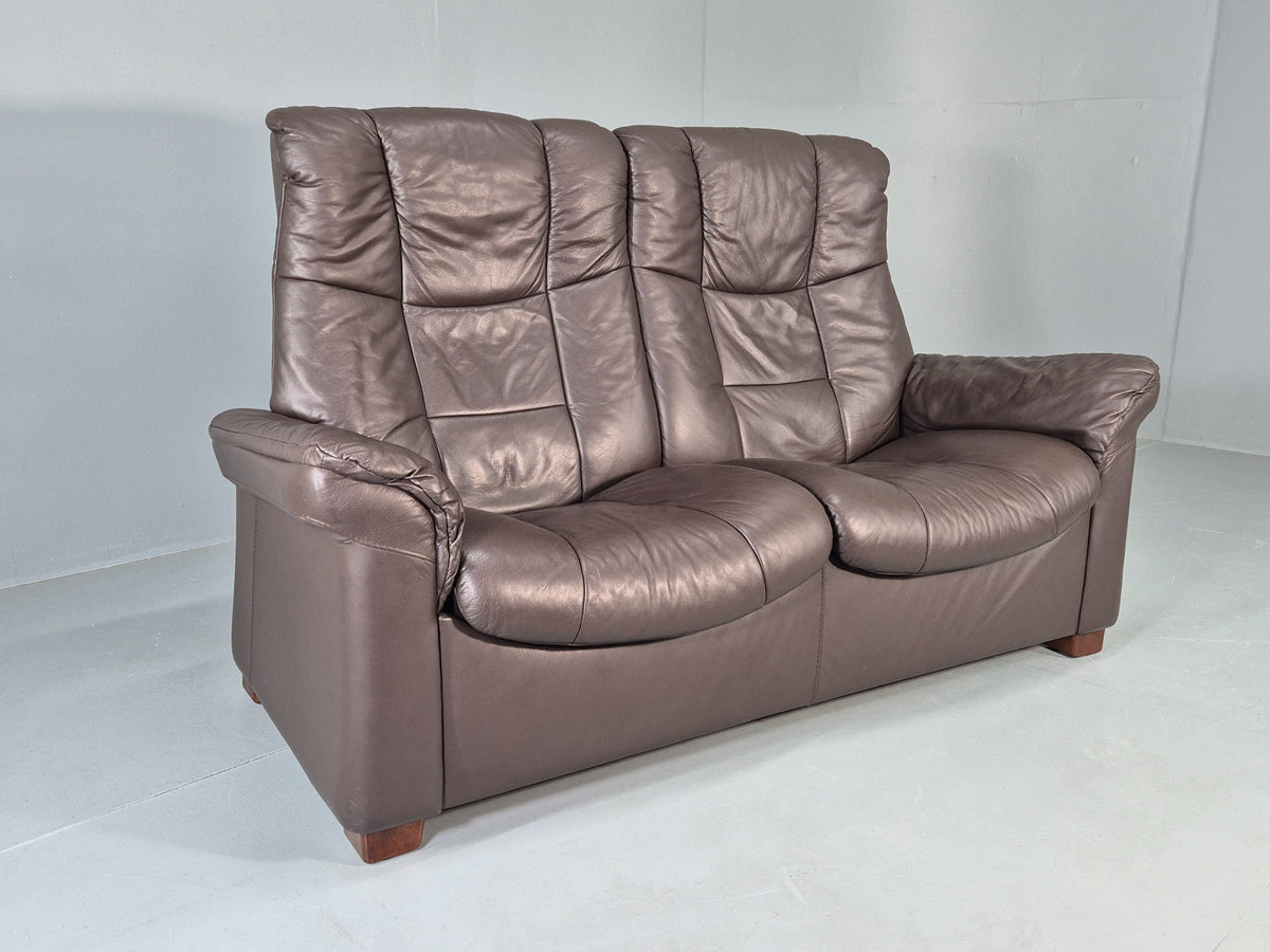 Vintage Stressless 2 Seat Sofa Brown Leather Buckingham Range 1990s  Eb13055