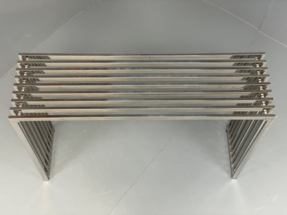 Chrome Slatted Console Table Style Of Eichholtz Modern Steel EB12887