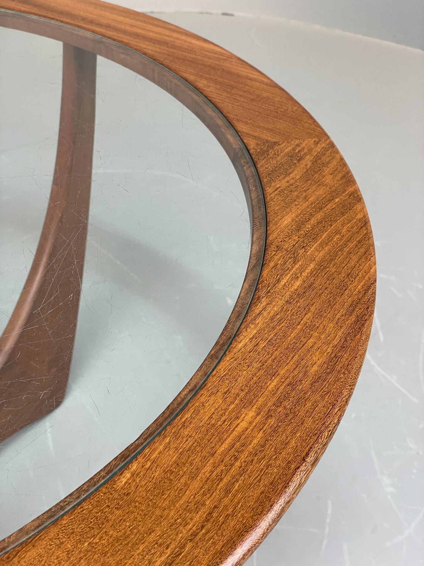 G Plan Astro Coffee Table Round Teak 1960s Mid Century Vintage Glass Top EB12073