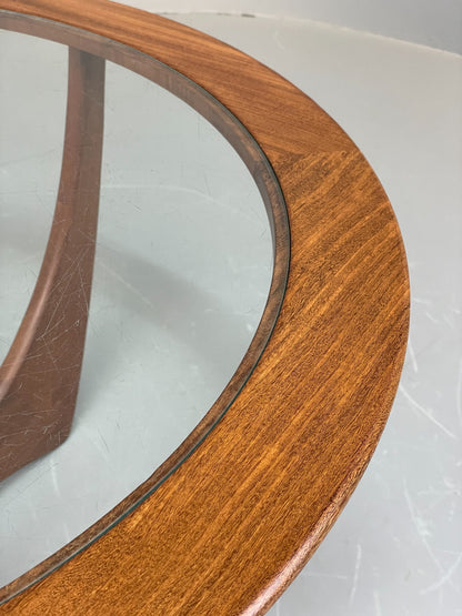 G Plan Astro Coffee Table Round Teak 1960s Mid Century Vintage Glass Top EB12073
