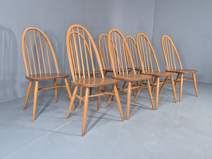 8 Ercol Windsor Quaker Highback Dining Chairs 1970s Retro MCM Eb13054