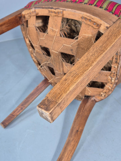Antique Danish Library Chair Oak Frame Wool Upholstery 19th Century EB12772