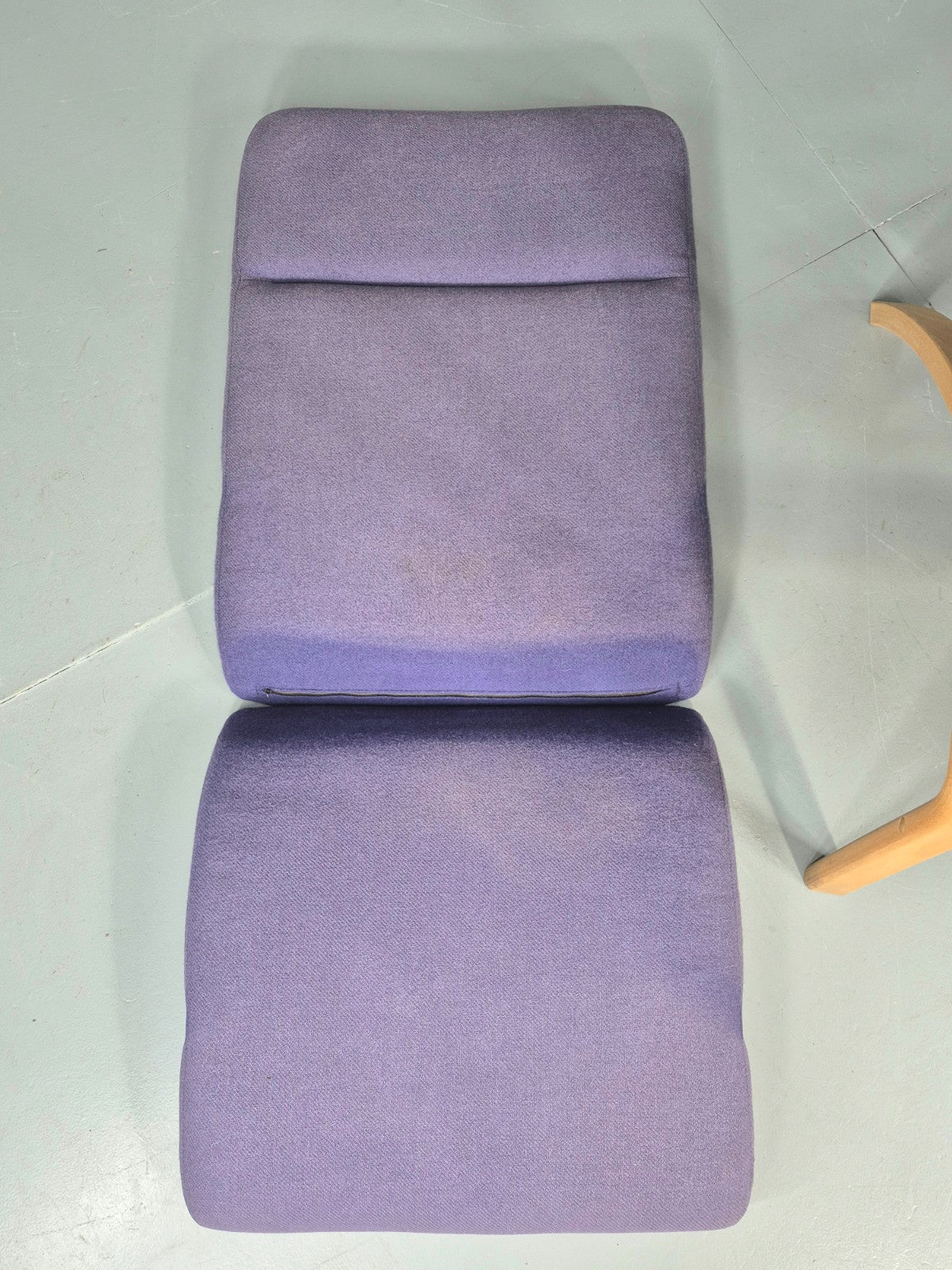 Vintage Mid Century Lounge Chair Bentwood Frame Danish Purple Wool 1980s EB12136