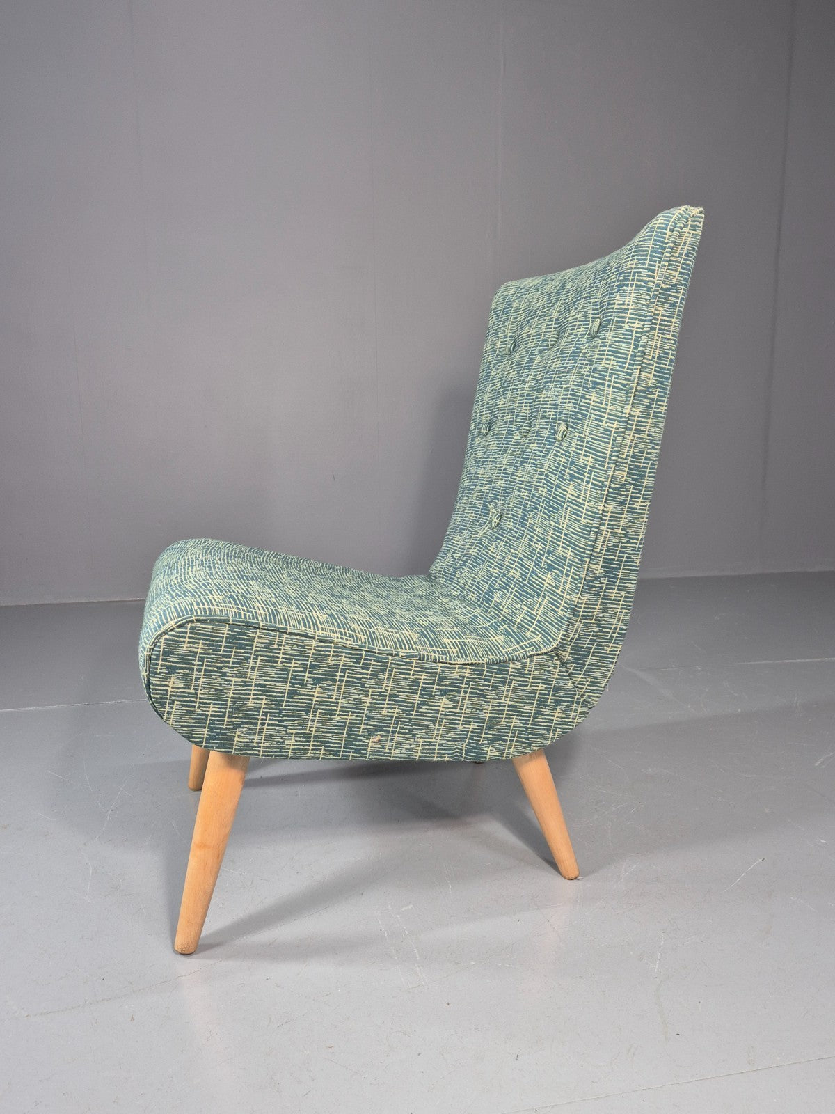 Vintage Swedish Retro Chair Newly Upholstered Hobby Chair Drawer EB11084