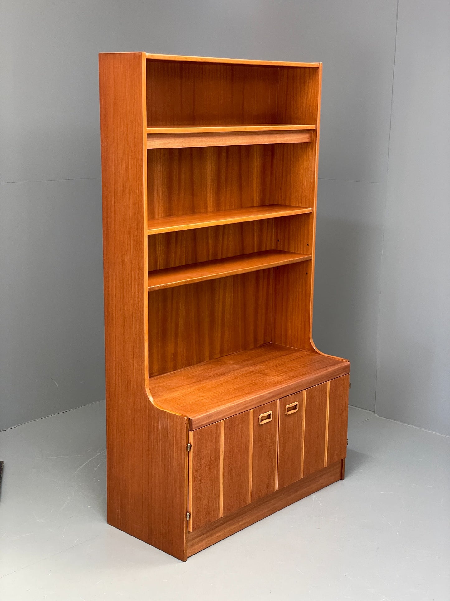 Vintage Teak Wall Unit Jentique 1970s Retro Shelving Glazed EB11972