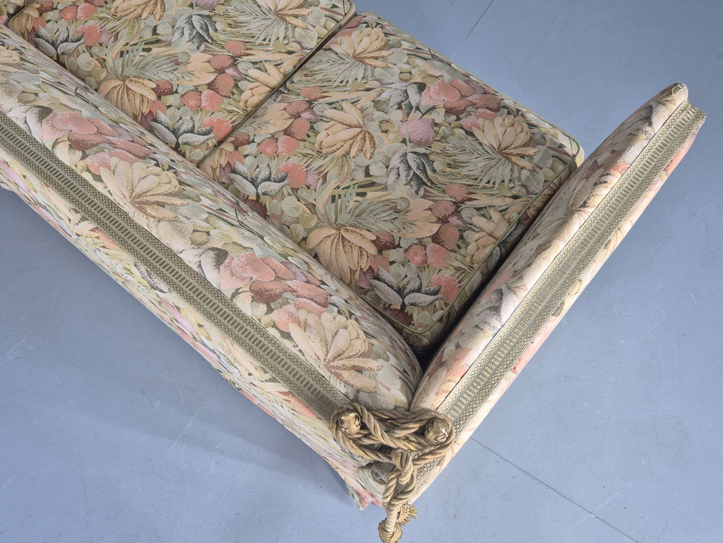 Vintage Danish 2 Seater Sofa Knole Style Drop End Floral Cotton EB12721