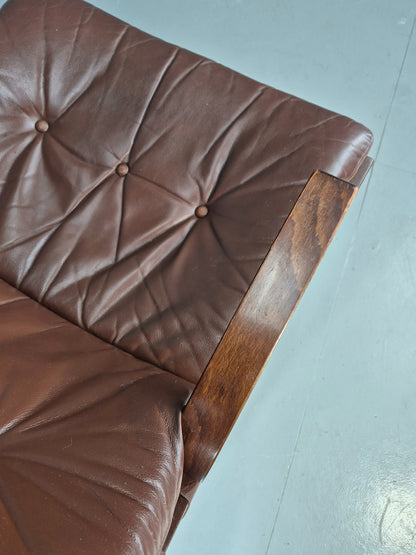 Vintage 1970s Leather Lounge Chair Farstrup Denmark Bentwood Frame Retro EB12311
