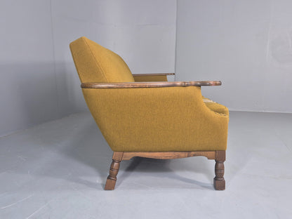 Vintage Danish 3 Seater Sofa 1970s Kjaernulf Style Green Oak Frame Retro EB12724